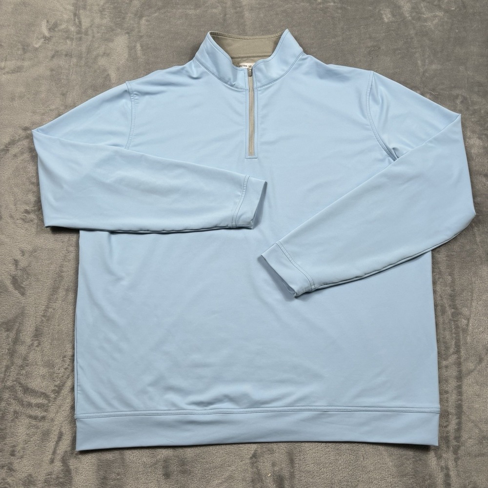Peter Millar Men Light Blue Perth Crown Sport Quarter Zip Pullover Size XXL